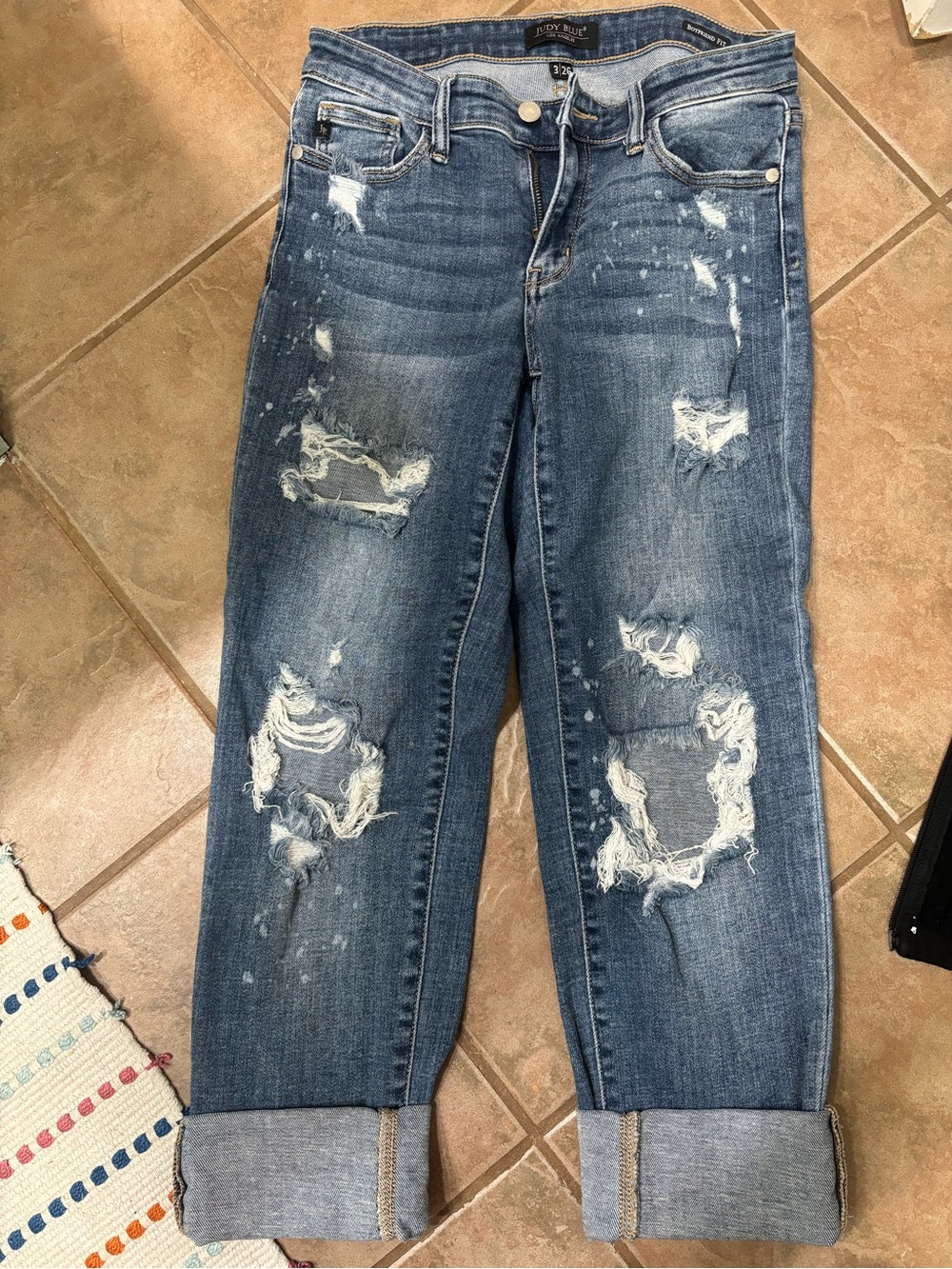 Distressed Blue Women’s Jeans - Relaxed Fit